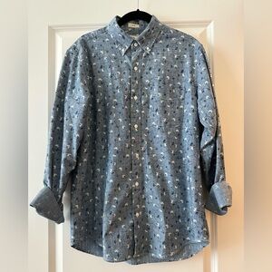J. Crew Men's Chambray Floral Button Down Slim Fit Shirt, M
